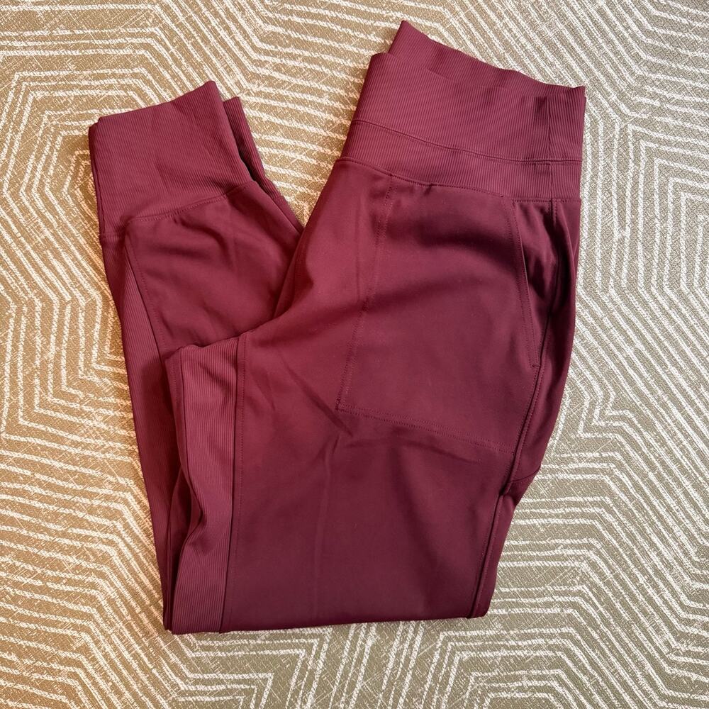 Athleta Burgundy Athletic Jogger Pants Zip Pocket Women’s